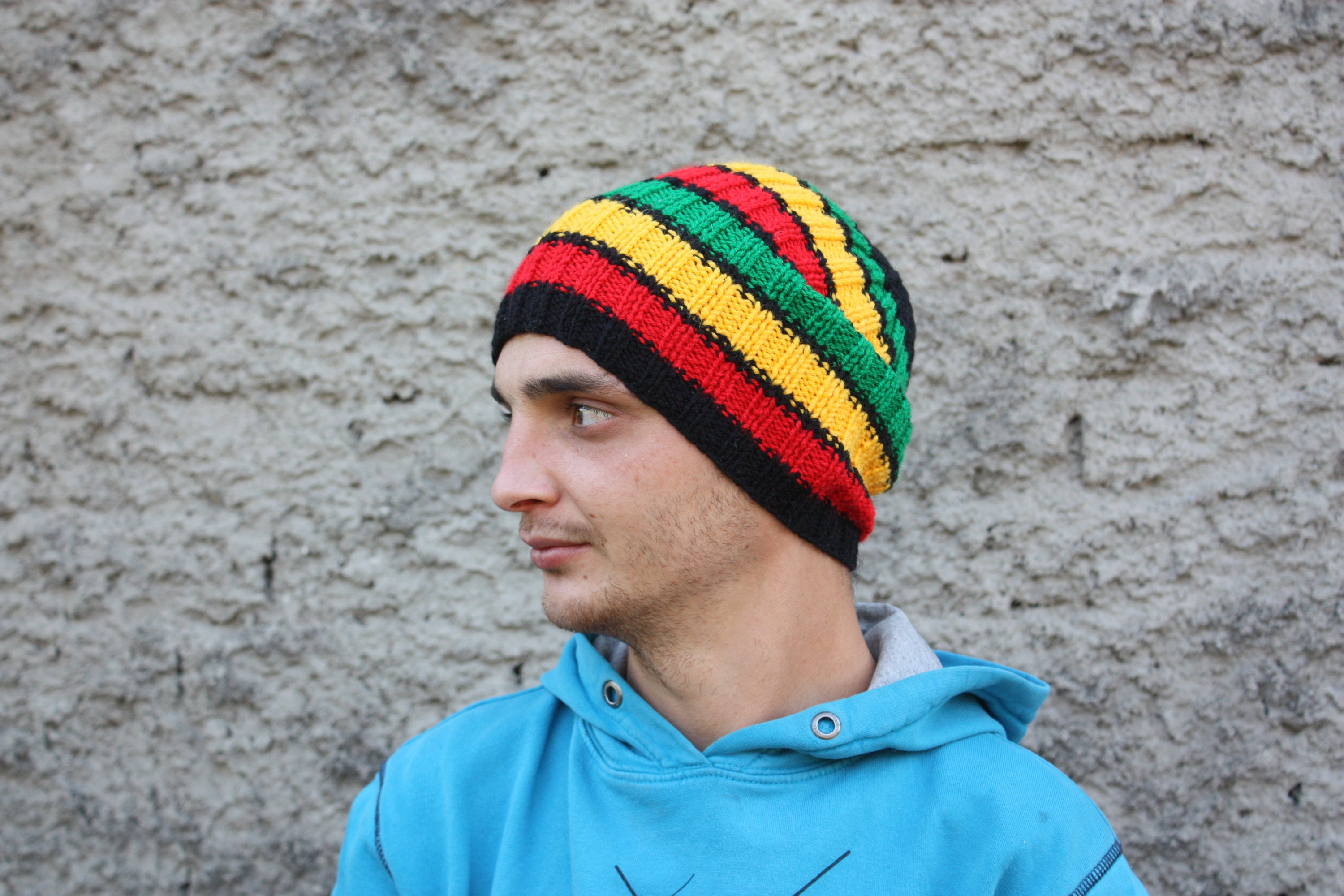 Knitted Rasta Cap Knit Rasta Hat, Rasta Beanie, Bob Marley Hat, Jamaican Style Hat ...
