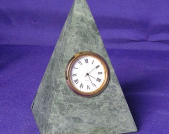 Green Marble Pyramid Desk Clock
