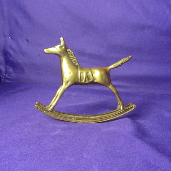 Vintage Brass Rocking Horse Statue