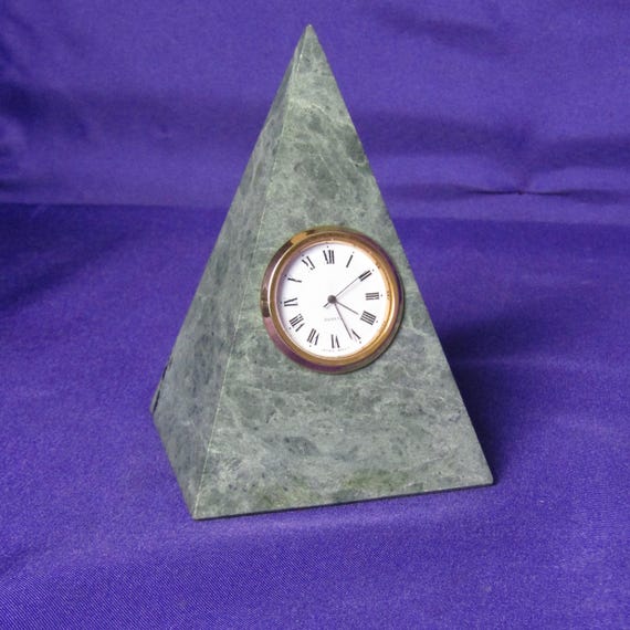 Green Marble Pyramid Desk Clock