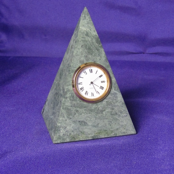 Green Marble Pyramid Desk Clock
