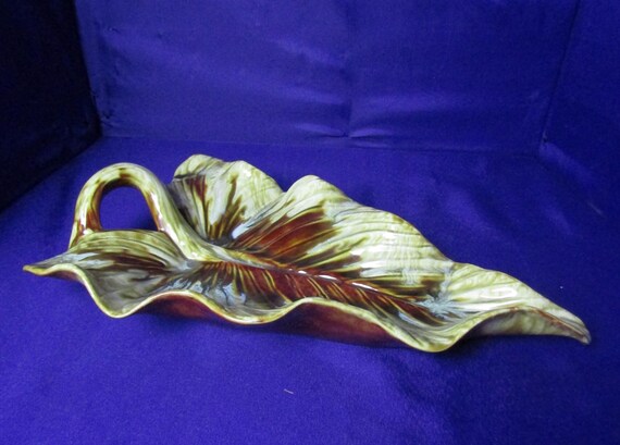 Vintage Hand-Painted Ceramic Leaf Tray