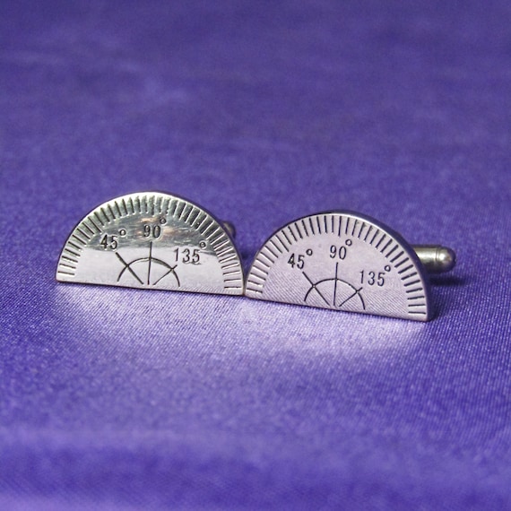 Silver Toned Functional Protractor Cufflinks