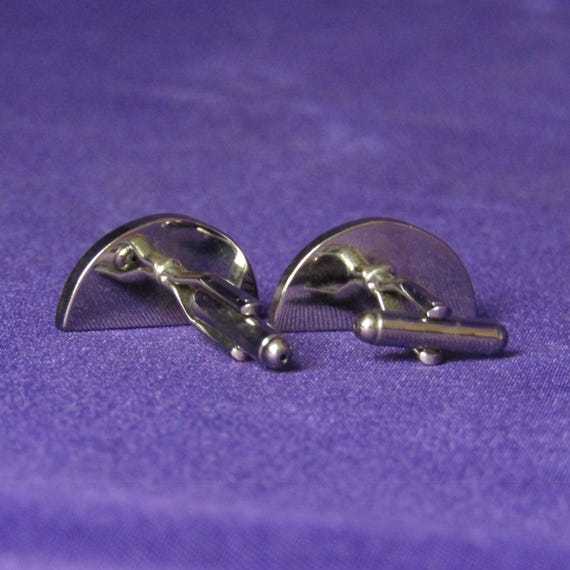 Silver Toned Functional Protractor Cufflinks - image 3