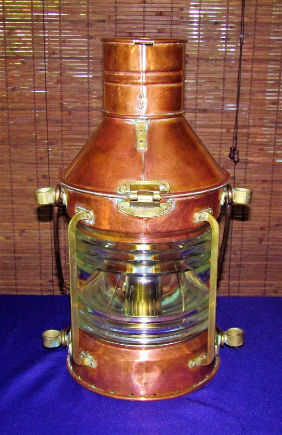 Antique Large "Tung-Woo" Copper Ship Anchor Lantern