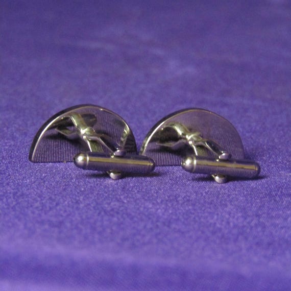 Silver Toned Functional Protractor Cufflinks - image 4