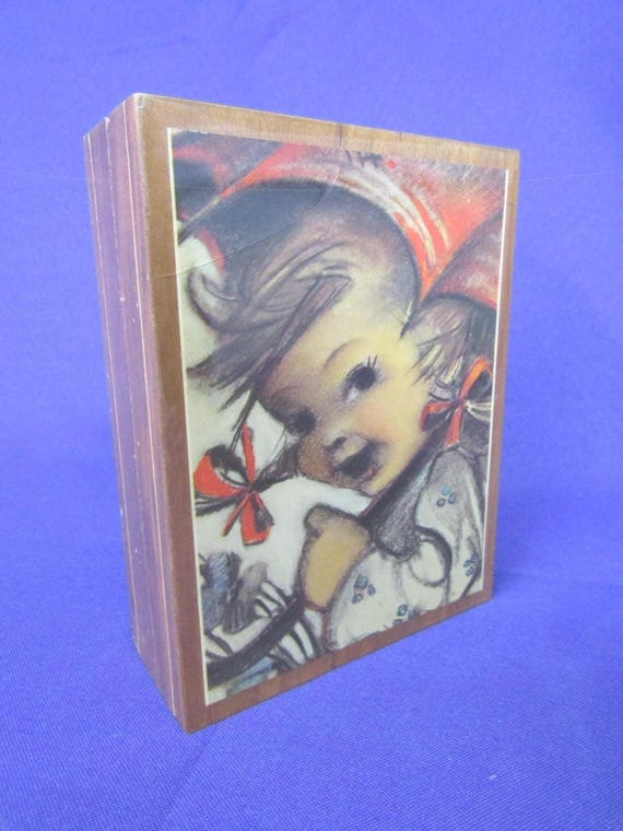Mapsa Hummel Girl With Umbrella, Swiss Music Box Plays "Moulin Rouge"