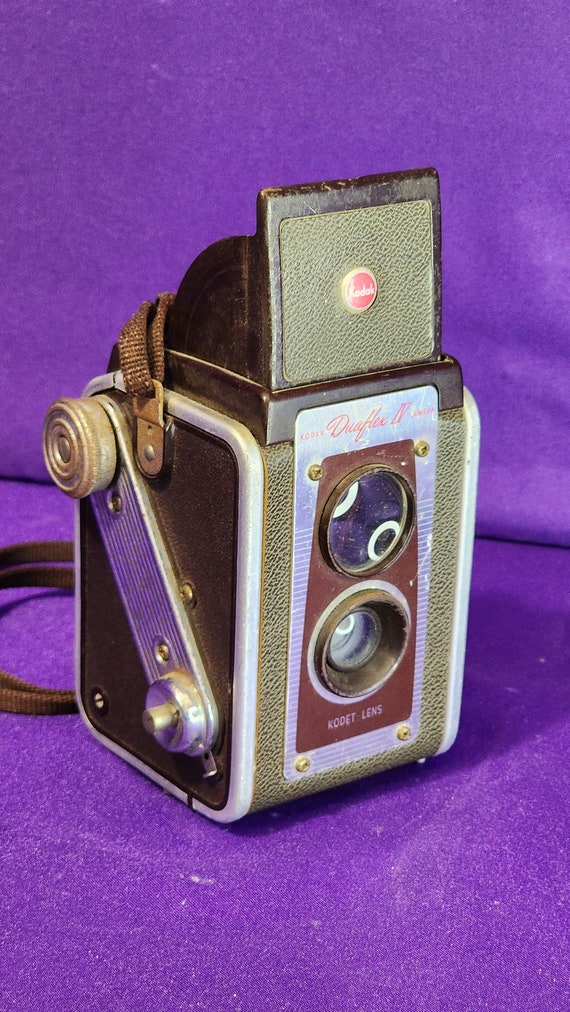 Vintage Brown Kodak Duaflex IV Camera with Kodet Lens and Brown Strap