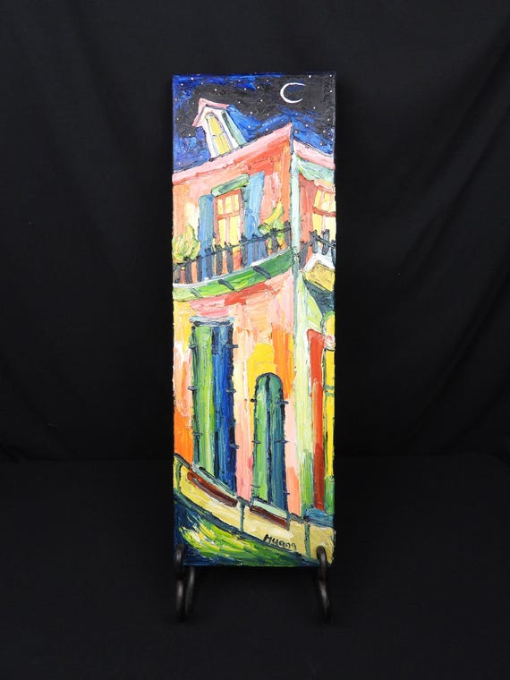 New Orleans Art by XiangHong Huang, Original Canvas Painting of Vibrant NOLA Streetscape