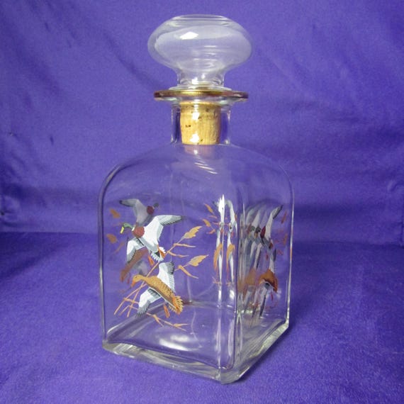 Vintage Duck Themed Glass Liquor Decanter