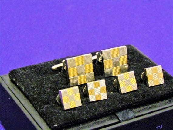Cufflink Set, Silver and Gold Tone Metal Design by Pronto Uomo