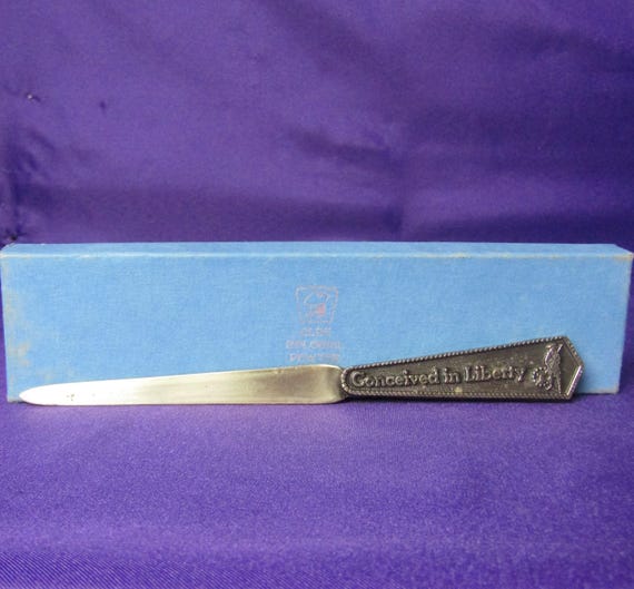 Vintage Pewter Letter Opener by Olde Colonial Pewter "Conceived in Liberty"