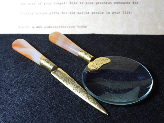 Hand-Crafted Magnifying Glass and Letter Opener Set