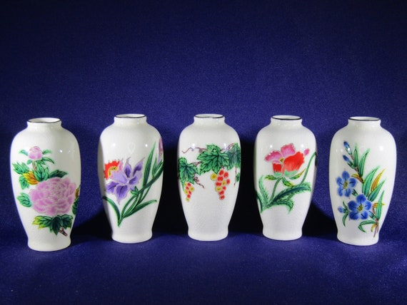 Miniature Homco Japanese Crackle Vases (set of 5)