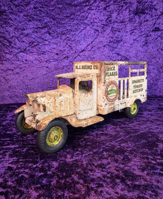 Metalcraft Heinz Delivery Truck 1930s | Pressed Steel Toy Collectible | Vintage Industrial Antique