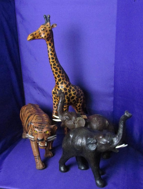 Leather Animal Figurines-Set of 4