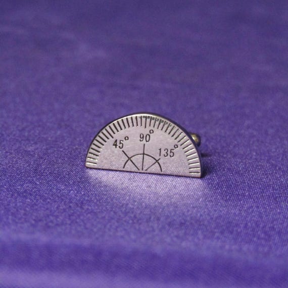 Silver Toned Functional Protractor Cufflinks - image 5