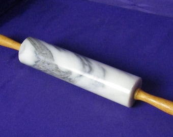 White and Gray Marble Rolling Pin