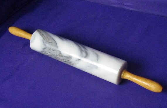 White and Gray Marble Rolling Pin