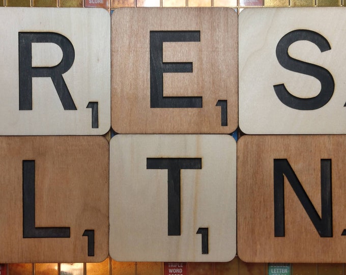 Scrabble Coasters - Wooden, Minimalist Design, Handcrafted