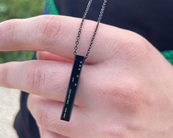 Morse Code Bar Necklace , Mens Jewelry , Secret Message, Perfect gift for men , personalized gifts,   SSBN1