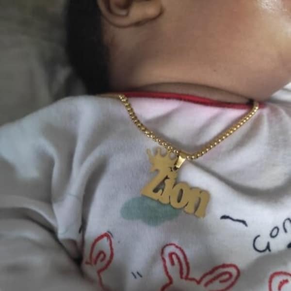 Collier de nom personnalisé en or 14k pour garçons - Meilleurs cadeaux de Noël pour bébé - Collier de nom personnalisé 14k pour enfants