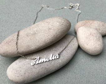 Tiny Amelia Name Necklace - Custom Name Necklace - Custom Name Gifts -Custom Personalized Any Name Pendant - Custom Jewelry- Gold Plated 18k