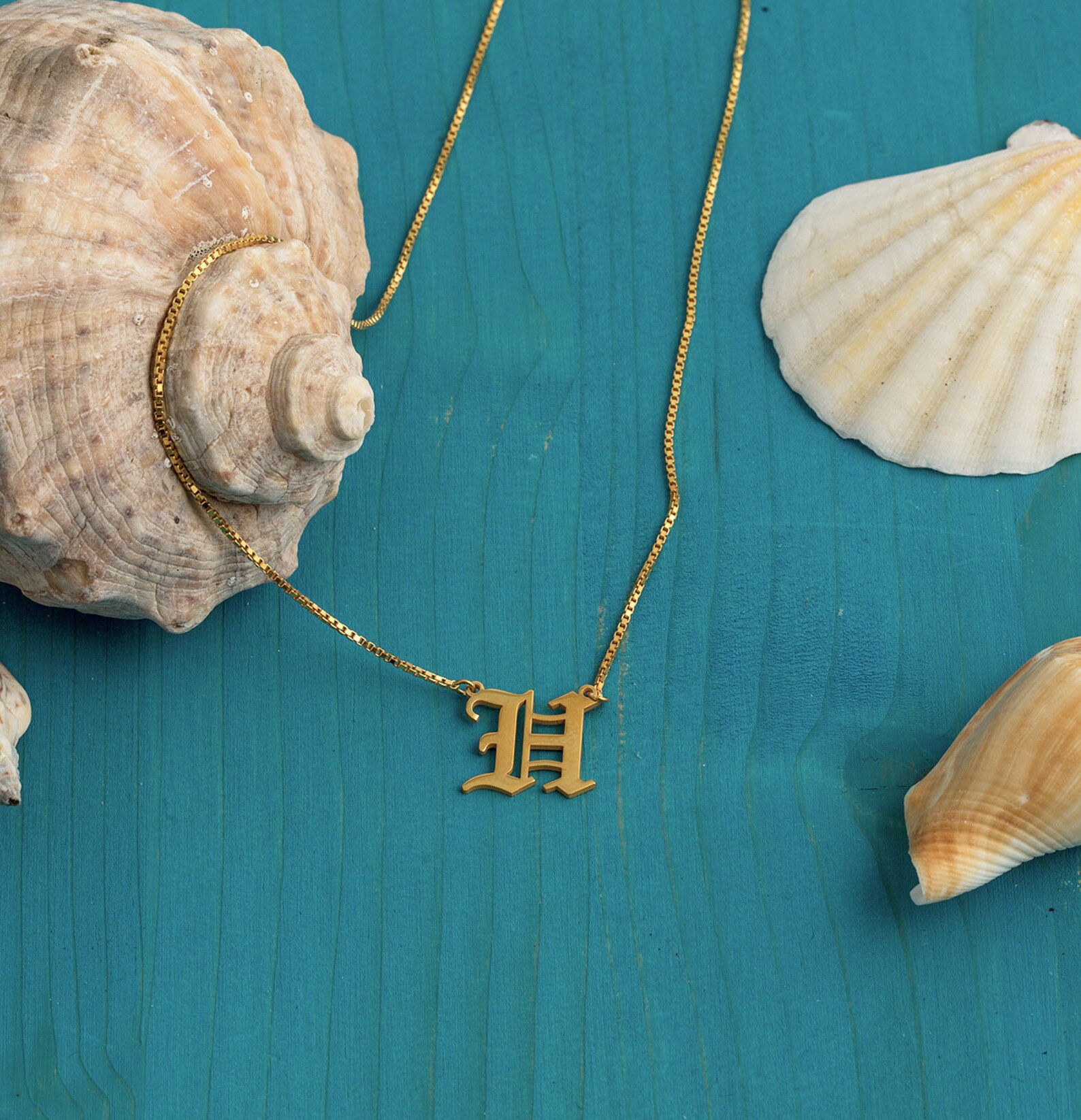 Old English Initial Necklace Old English Necklace Custom Etsy