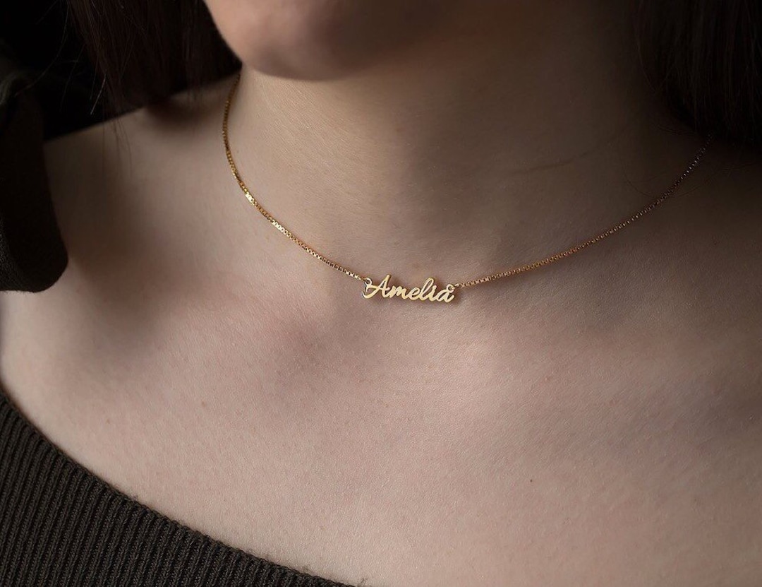 14k Solid Gold Name Necklace - Name Necklace - Personalized Jewelry - Personalized Gift - 925k Sterling Silver Necklace - Gift for Her