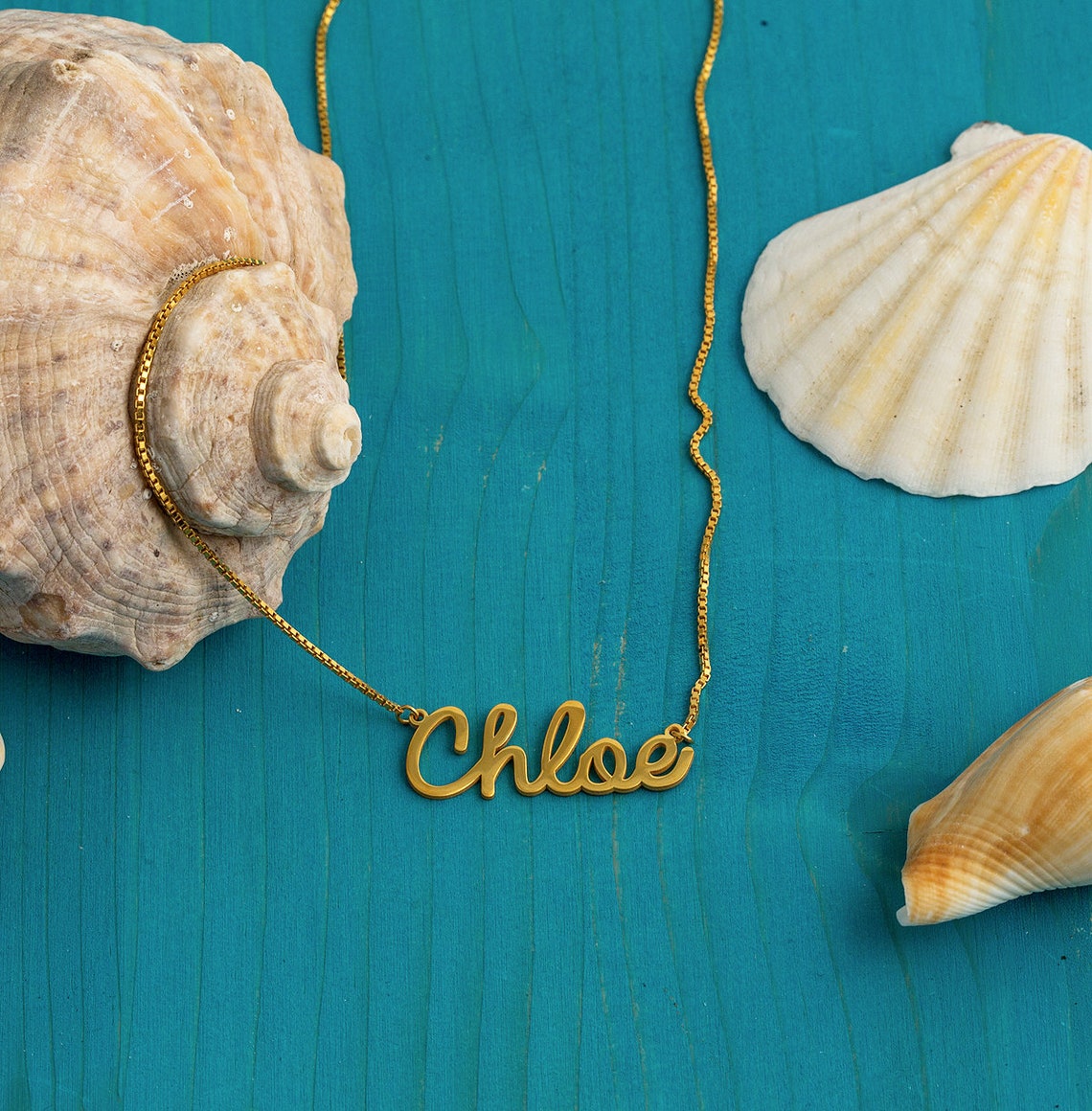 14K Solid Gold Name Necklace Gold Name Plate Gold Name Etsy