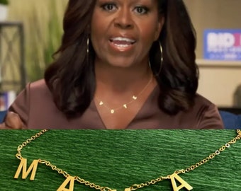 Vote necklace, Michelle Obama , Gold vote necklace, name necklace, gold necklace, silver necklace, custom name necklace, gift for her