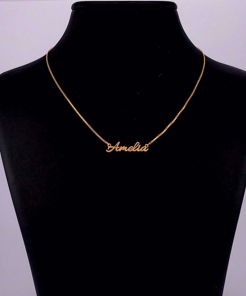 14k Solid Gold Name Necklace Name Necklace Personalized Etsy
