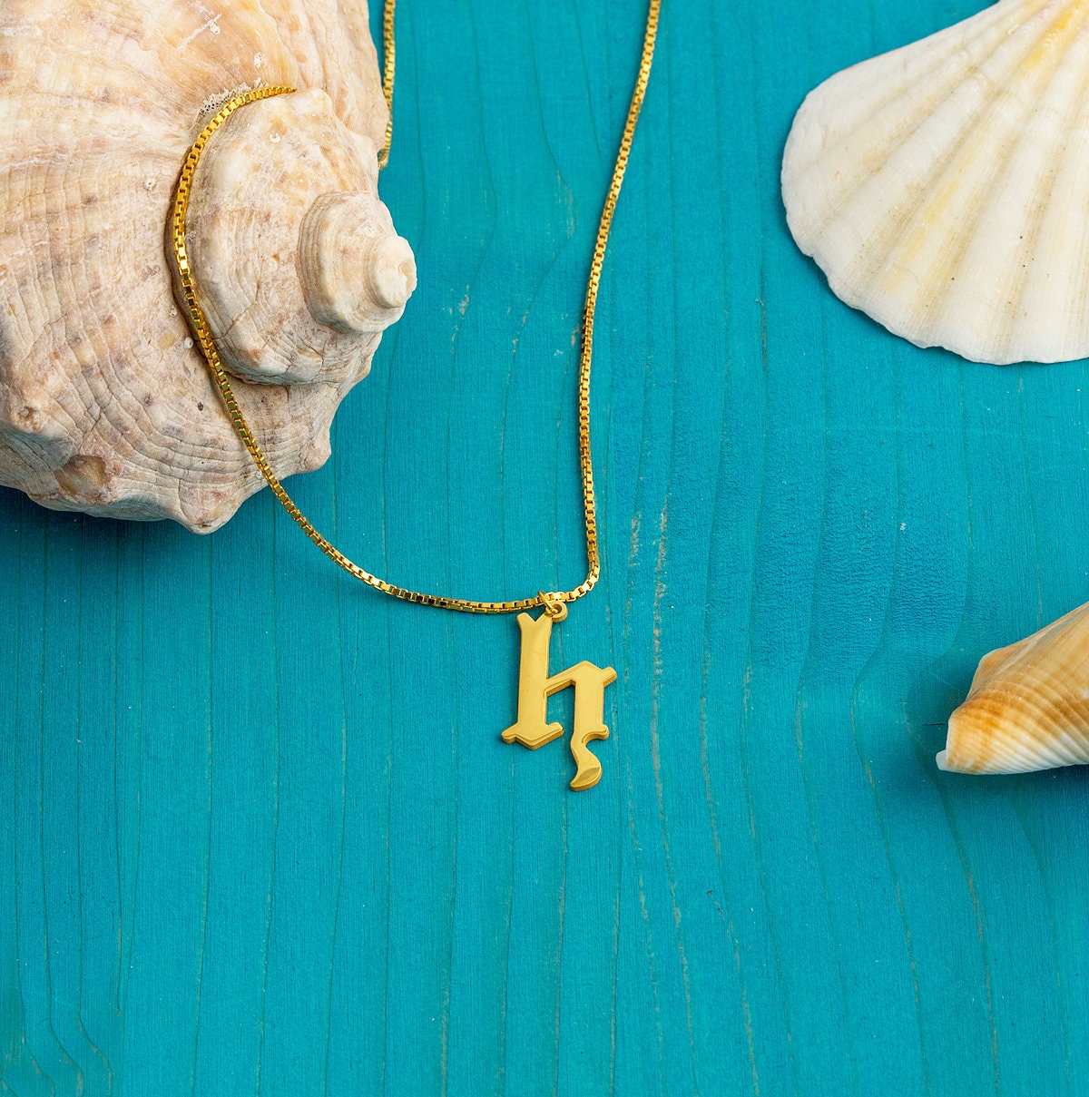 Lower Old English Letter Necklace Gold Old English Necklace Etsy