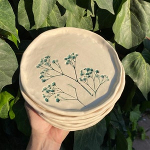 6 pcs ceramic plates | Ceramic Plate Set | Ceramic With Plant | Ceramic Bowl Set | Ceramic Handmade Plate