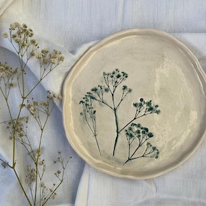 Ceramic Plate | Handmade Ceramic Plate | Herbal Ceramic Plate