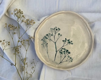 Ceramic Plate | Handmade Ceramic Plate | Herbal Ceramic Plate