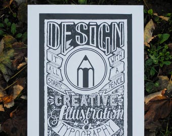 Design - Hand screen printed A3 Art Print