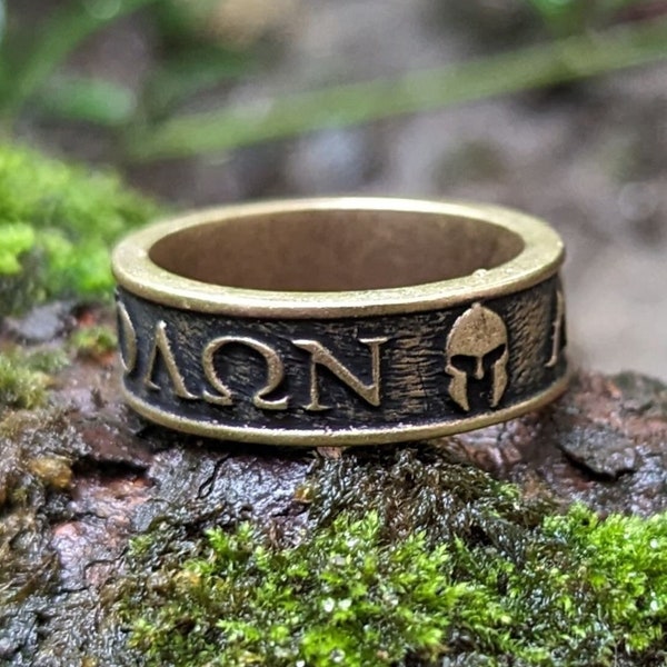 Molon labe spartan greek ring mens cool rings jewelry