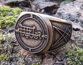 Bune custom signet ring Goetia sigil Occult jewelry Witchy rings Gothic jewelry
