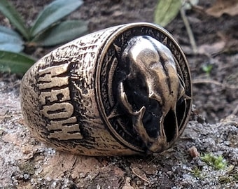 Anillo gótico de calavera de gato, joyería gótica de terror