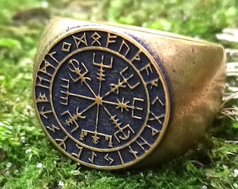 Viking compass Vegvisir ring | Custom Norse Asatru jewelry