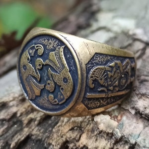 Norse raven ring ancient viking artifacts jewelry men image 1