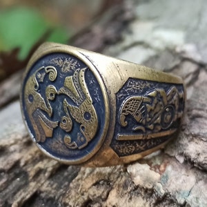 Raven ring Viking jewelry signet rings for men Norse mythology Ancient jewelry