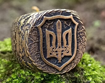 Ukraine coat of arms custom signet ring men Ukrainian jewelry