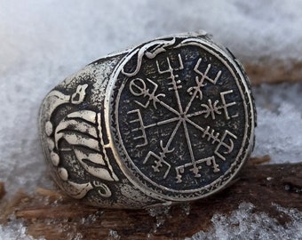 Vegvisir Viking nordic compass ring | Norse Pagan jewelry