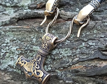 Thor Hammer men necklace Mjolnir pendant Nordic jewelry Viking gifts Norse Pagan Protection amulet