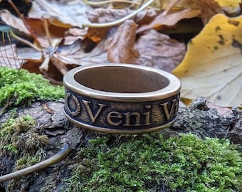 Veni Vidi Vici Roman rings for men Julius Caesar Olive leaf ring Ancient jewelry