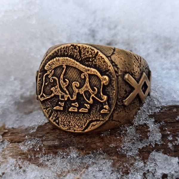 Freyr Boar Norse ring | Viking jewelry | Ingwaz rune