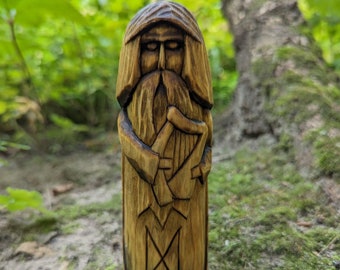 Bragi wooden figurine norse mythology viking pagan decor