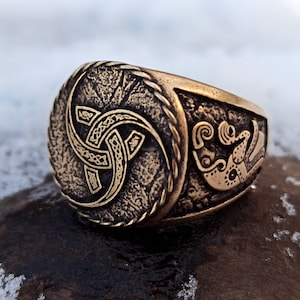 Triple horn of Odin ring | Viking jewelry men | Norse raven rings